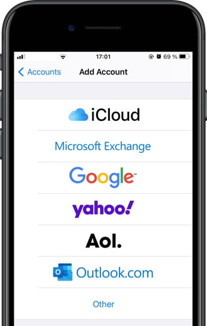 Email accounts Apple iPhone 7