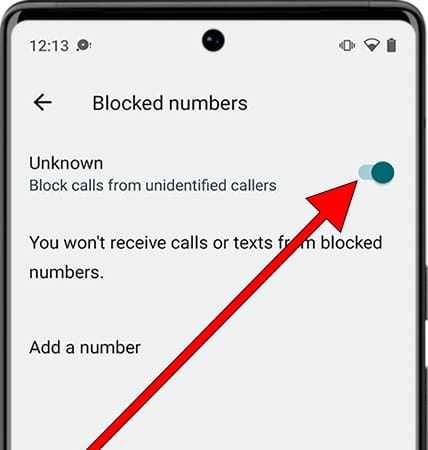 Block unknown / private numbers Android
