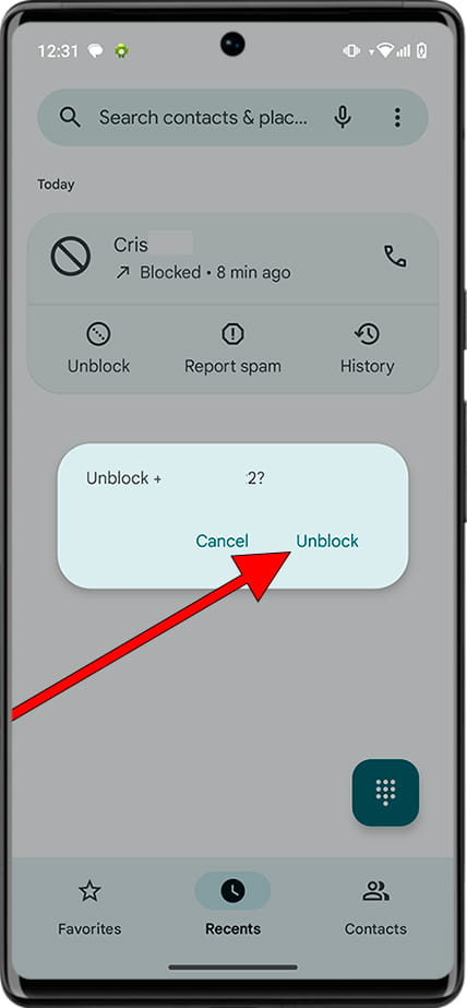 Confirm unblock contact Android
