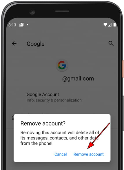 How to remove google account from android