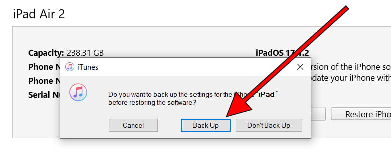 Fourth step hard reset iPad Pro
