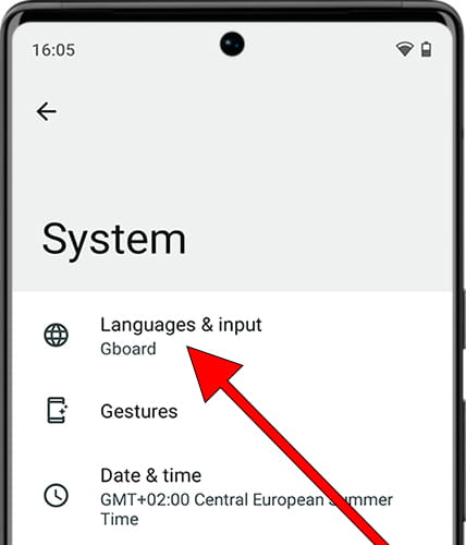Languages & input Android