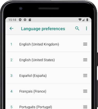 Order languages Android