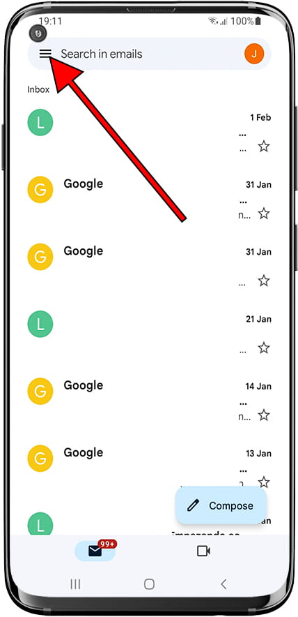 Gmail menu