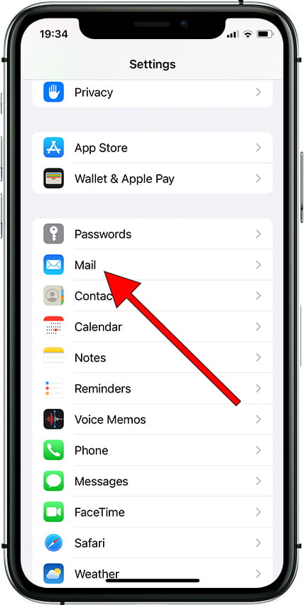 Mail configuration Apple iPhone 11 Pro