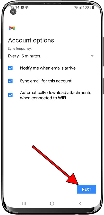 Gmail account options