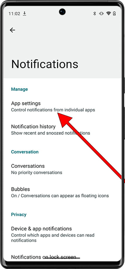 App settings Android