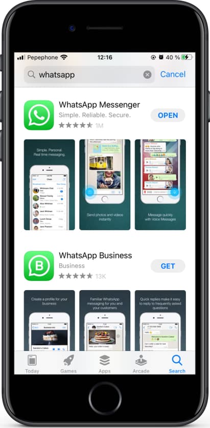 Installing whatsapp on iphone