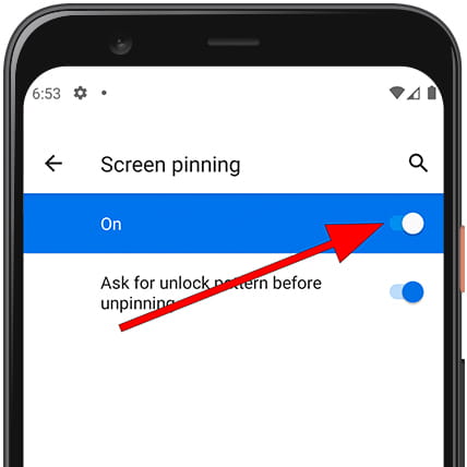 Activate screen pinning Android