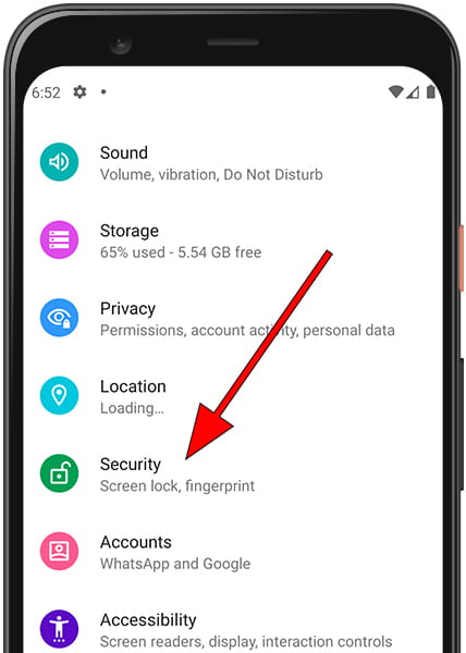 Android security settings