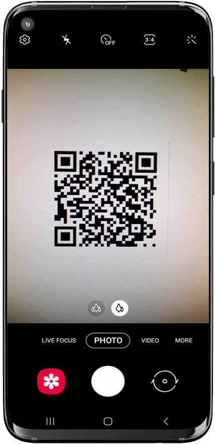 How to read capture QR codes a Samsung Galaxy S8
