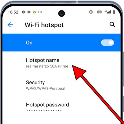 Name of Wi-Fi hotspot Android