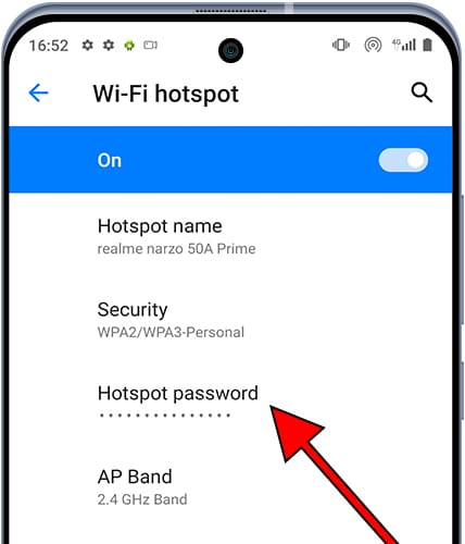 Password of Wi-Fi hotspot Android