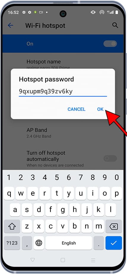 Edit Wi-Fi hotspot password Android