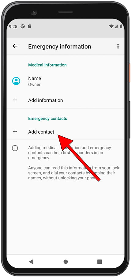 Add Android Emergency Contacts
