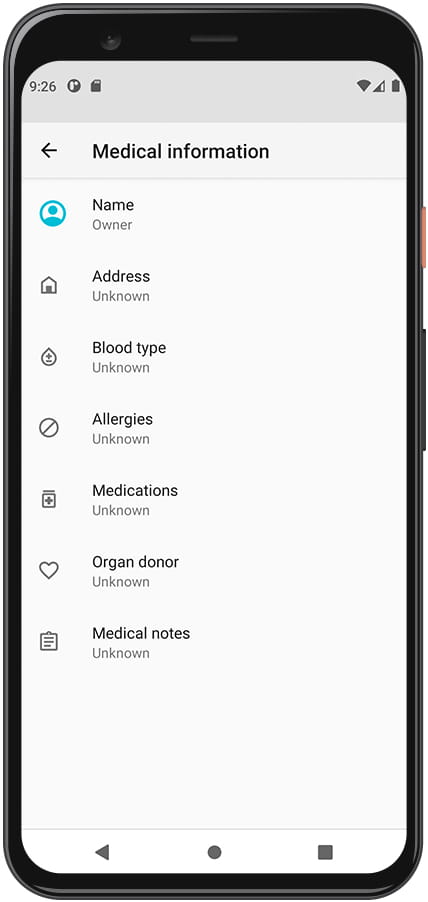 Android medical information