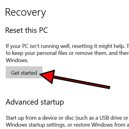 Start recovery Windows