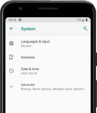 System menu Android